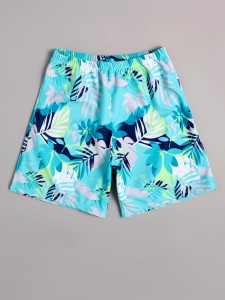 Boys Plant Print Swim Trunks