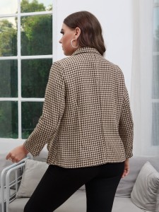 Plus Houndstooth Print Blazer