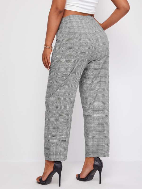 Plus Plaid Slant Pocket Pants