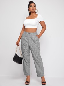 Plus Plaid Slant Pocket Pants