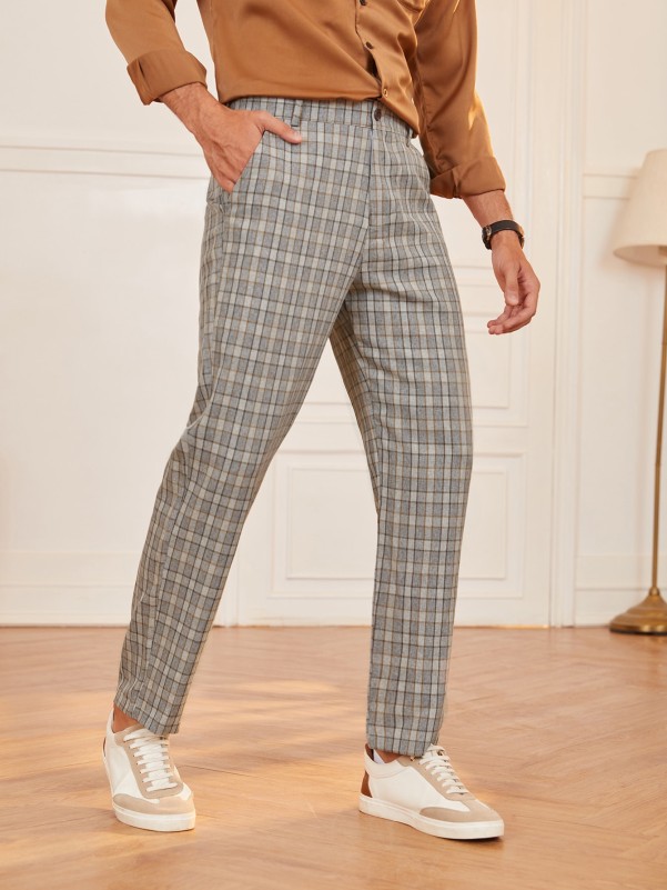 Men Plaid Tailored Pants