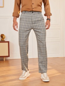 Men Plaid Tailored Pants