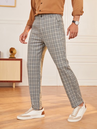 Men Plaid Tailored Pants