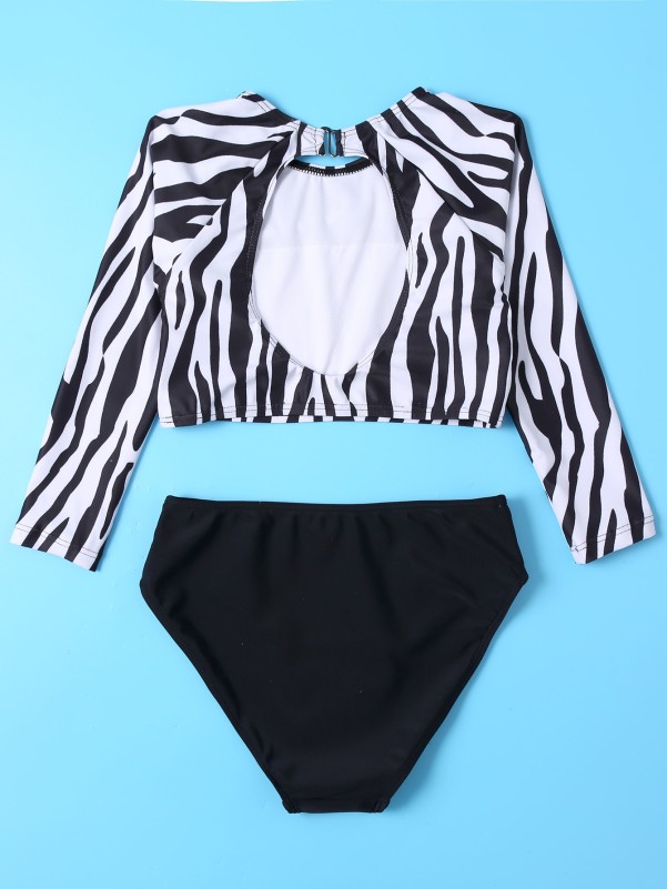 Girls Zebra Stripe Bikini Swimsuit