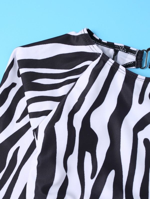 Girls Zebra Stripe Bikini Swimsuit