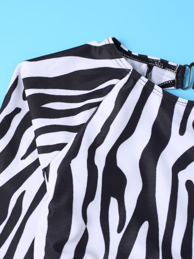 Girls Zebra Stripe Bikini Swimsuit