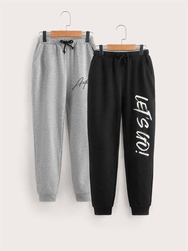 Boys 2pcs Letter & Slogan Graphic Sweatpants