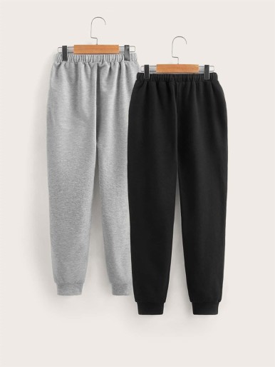 Boys 2pcs Letter & Slogan Graphic Sweatpants