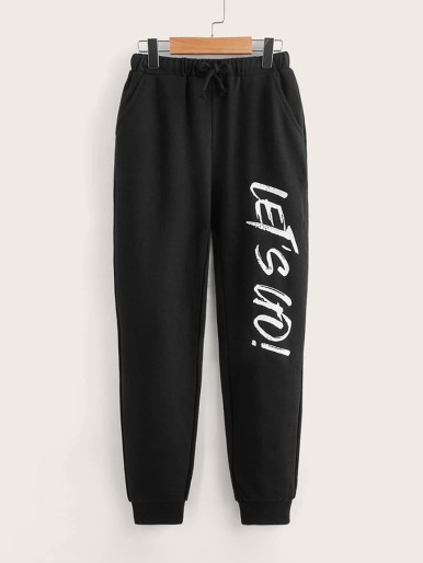 Boys 2pcs Letter & Slogan Graphic Sweatpants