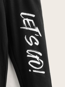 Boys 2pcs Letter & Slogan Graphic Sweatpants