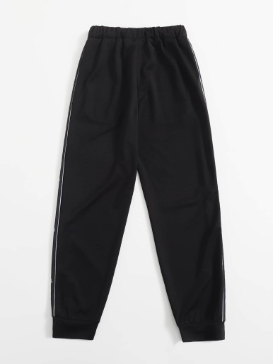 Boys Seam Front Contrast Letter Sideseam Joggers