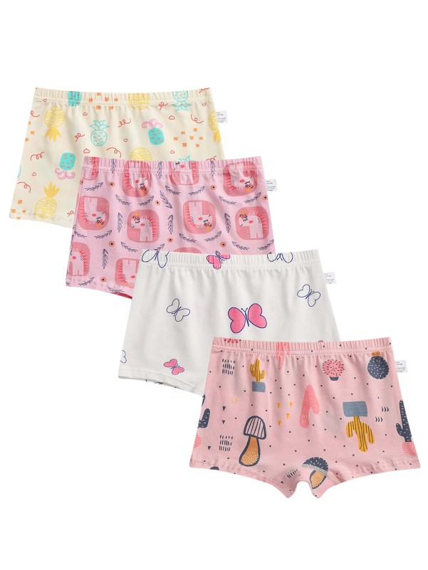 Girls 4pcs Cartoon Graphic Shortie Brief