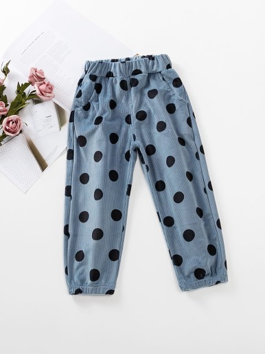 Toddler Girls Polka Dot Print Corduroy Pants