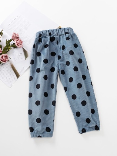 Toddler Girls Polka Dot Print Corduroy Pants