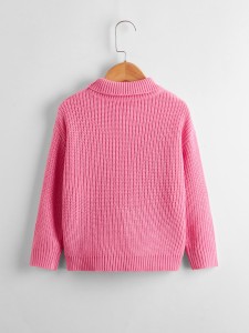 Toddler Girls Turtle Neck Drop Shoulder Sweater