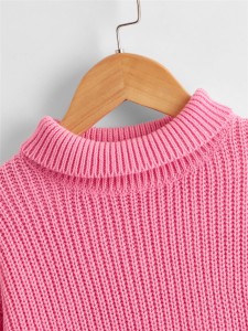 Toddler Girls Turtle Neck Drop Shoulder Sweater