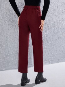 Solid Slap Pocket Straight Leg Pants