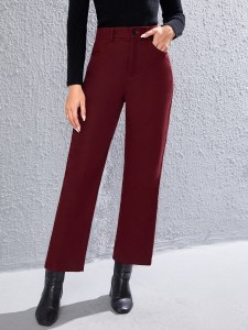 Solid Slap Pocket Straight Leg Pants