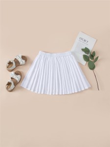 Girls Elastic Waist Pleated Skirt