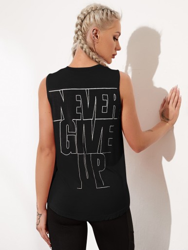 Slogan Graphic Back Sports Tank Top