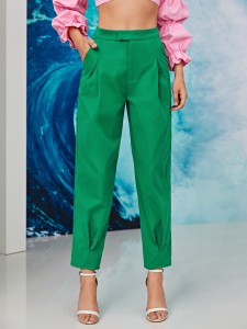 Fold Pleated Solid Pants