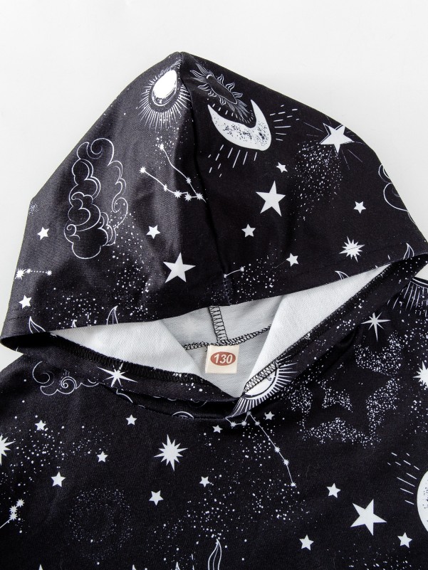 Girls Galaxy Print Drop Shoulder Sweatshirt