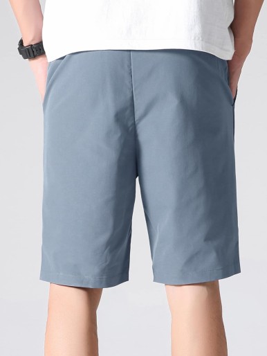 Men Letter Patched Drawstring Waist Shorts