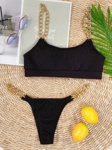 Chain Strap Tanga Bikini Swimsuit