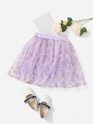 Toddler Girls Elastic Waist Organza Flared Skirt