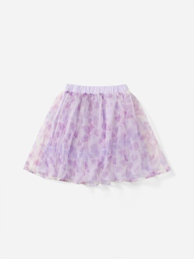 Toddler Girls Elastic Waist Organza Flared Skirt