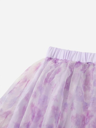 Toddler Girls Elastic Waist Organza Flared Skirt