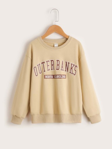 Boys Letter Print Drop Shoulder Sweatshirt