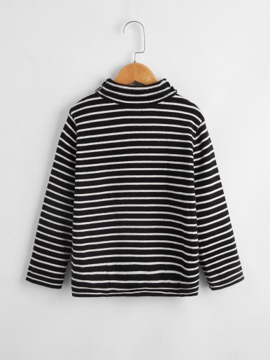 Boys Striped Pattern Turtleneck Sweater