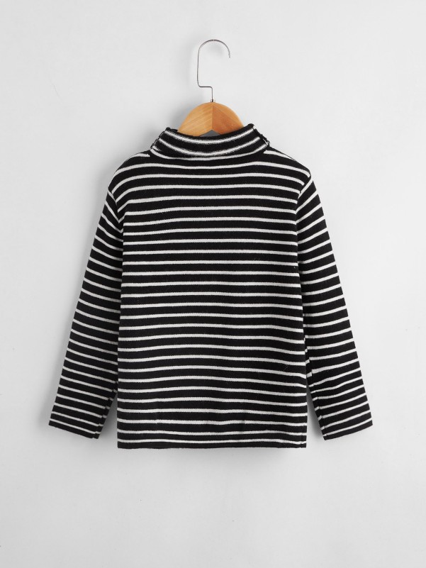 Boys Striped Pattern Turtleneck Sweater