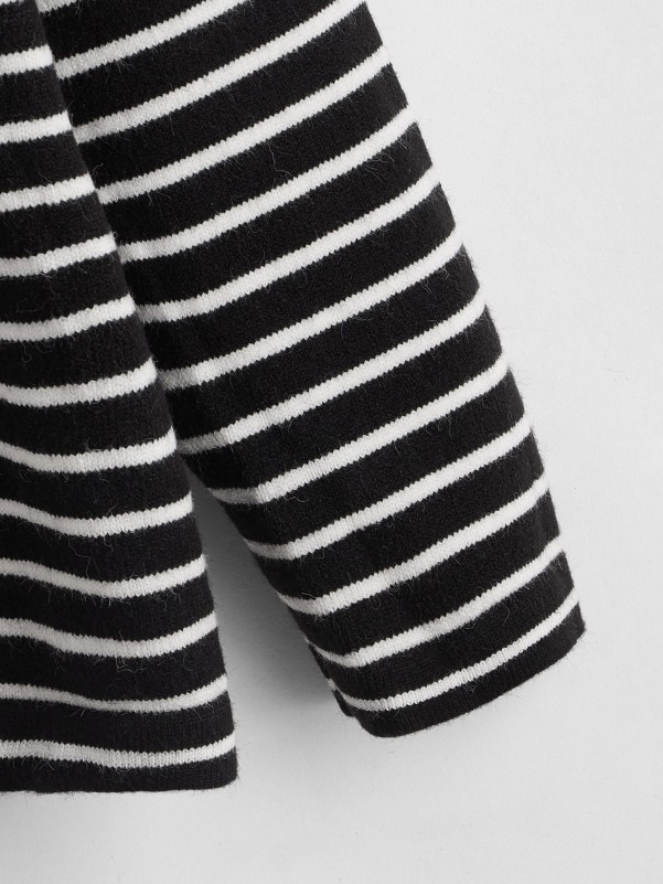 Boys Striped Pattern Turtleneck Sweater