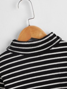 Boys Striped Pattern Turtleneck Sweater