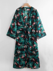 Plus Tropical Print Kimono