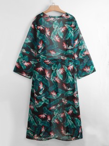 Plus Tropical Print Kimono