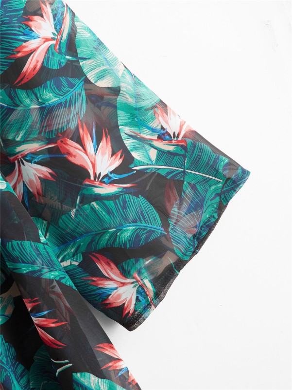 Plus Tropical Print Kimono