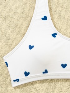 Allover Heart Graphic Bikini Swimsuit