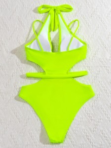 Neon Lime Cut-out One Piece Swimsuit