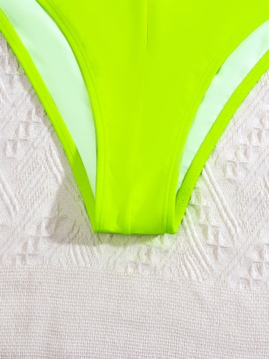 Neon Lime Cut-out One Piece Swimsuit