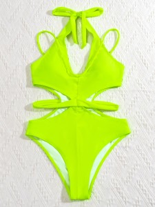 Neon Lime Cut-out One Piece Swimsuit