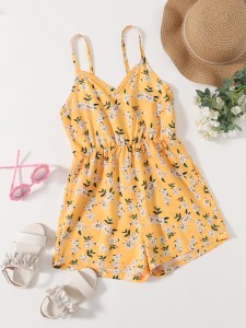 Girls Allover Floral Print Cami Romper