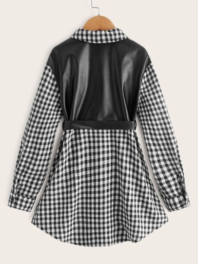 Girls Gingham Belted Blouse