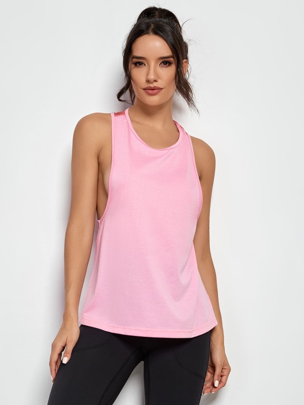 Contrast Fishnet Racer Back Sports Tank Top