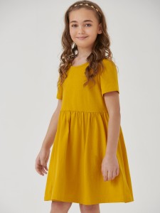 Girls Cotton Solid Smock Dress