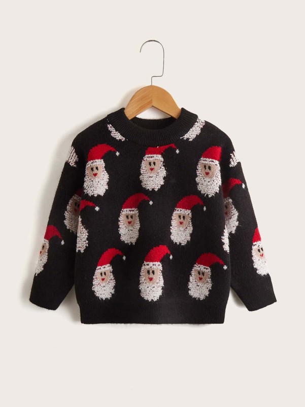 Toddler Girls Christmas Santa Claus Pattern Sweater