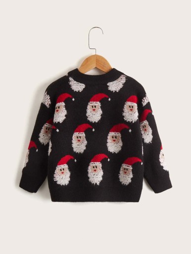 Toddler Girls Christmas Santa Claus Pattern Sweater