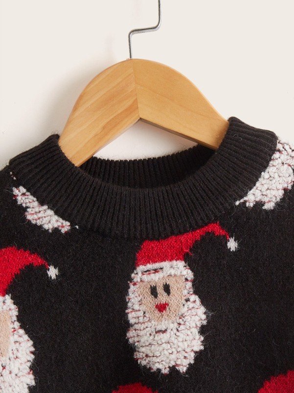 Toddler Girls Christmas Santa Claus Pattern Sweater